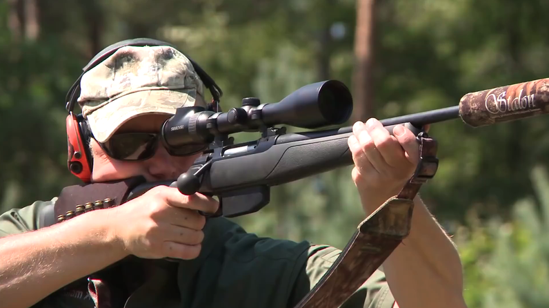 Hunter using a 308 bolt action rifle