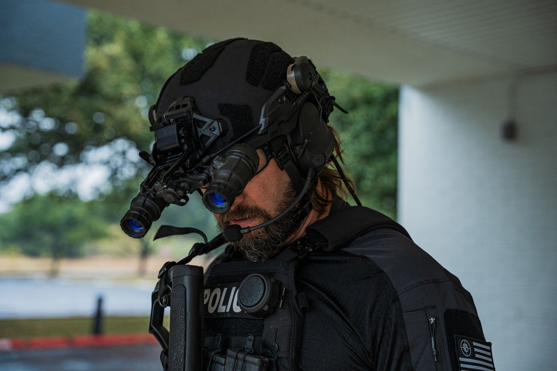 Team Wendy EXFIL ballistic helmet with mounted accessories displayed on a tactical gear setup for military and law enforcement use.
